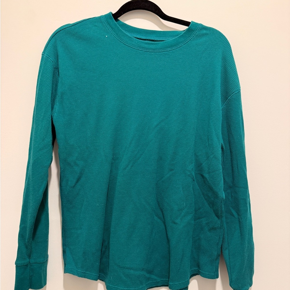 Time and Tru Turquoise Waffle Knit Top